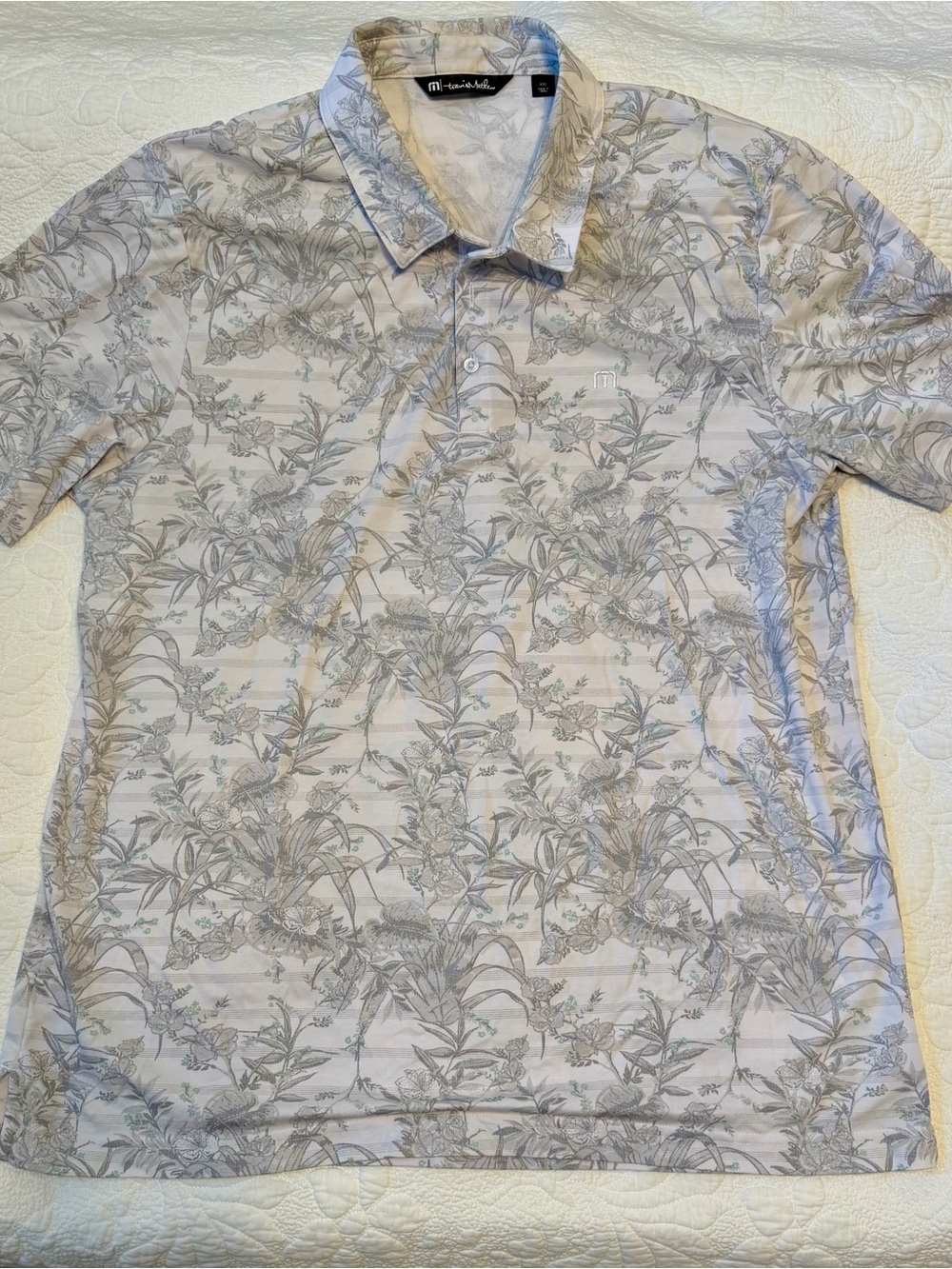 Travis Mathew Light Gray Floral Polo